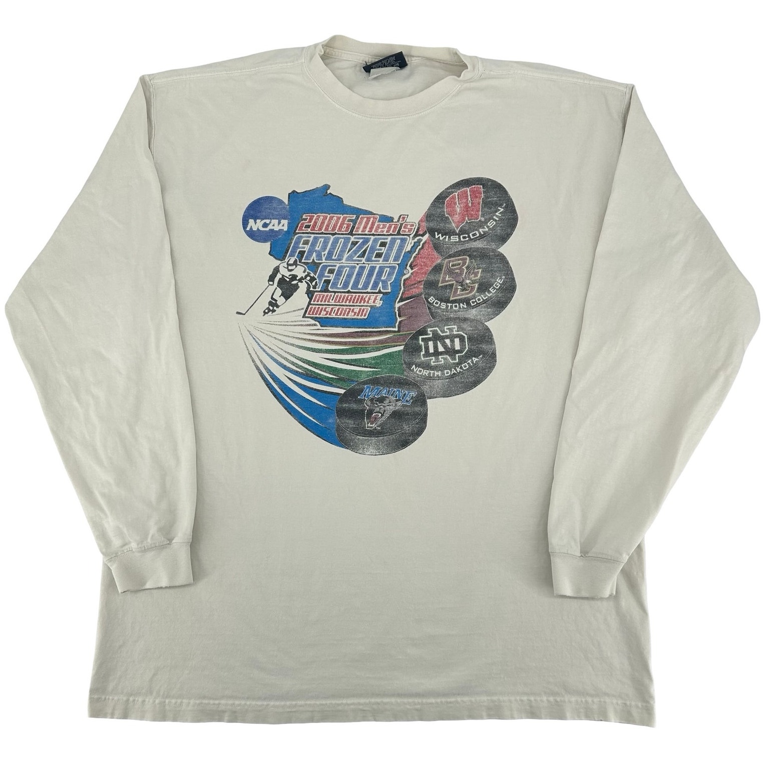 Vintage Mens Jansport 2006 Frozen Four Ncaa Hockey Graphic Long Sleeve Shirt Xl